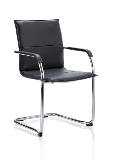 Echo Medium Back Leather Cantilever Visitor Chair with Arms