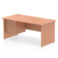 Impulse 1600mm Panel End Straight Desk With Single Fixed Pedestal