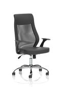Baye High Mesh Back Task Operator Black Leather Office Chair with Arms