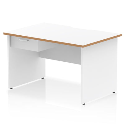 Impulse Scalloped Edge Panel End Straight Desk Frame With Single One Drawer Fixed Pedestal