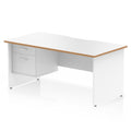 Impulse Scalloped Edge 1600mm Panel End Straight Desk With Single Fixed Pedestal