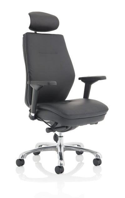 Domino High Back Black Ergonomic Posture Chair with Arms and Headrest